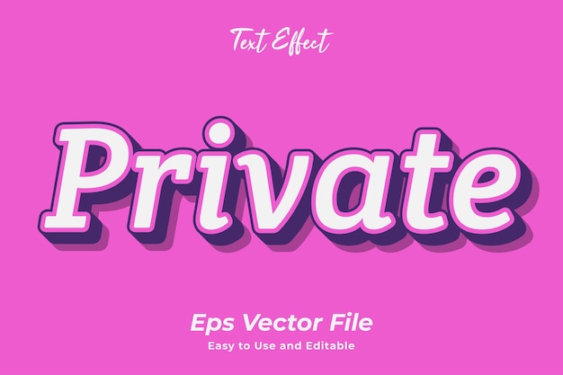 Efeito de texto privado fácil de usar e editável vetor premium