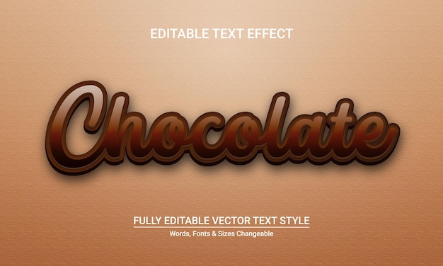 Vetor efeito de texto realista de chocolate