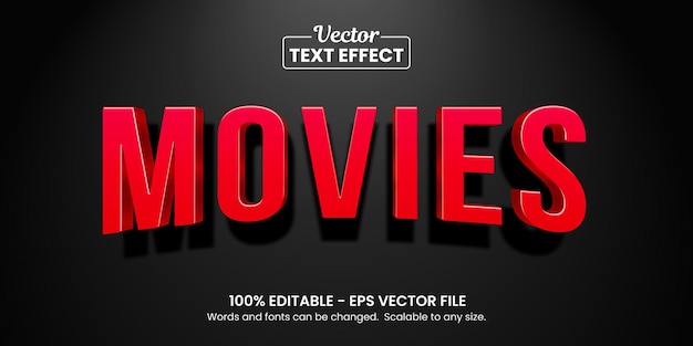 Efeito de texto Red Movies, efeito de texto editável