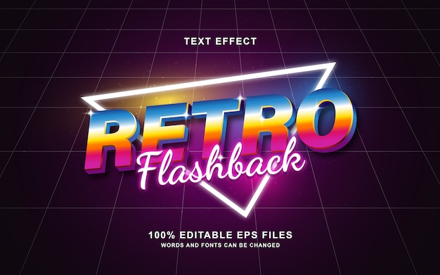 Efeito de texto retrô de flashback retrô dos anos 80