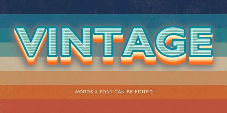 Efeito de texto retro e vintage editável