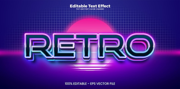 Efeito de texto retrô editável em estilo de tendência moderna