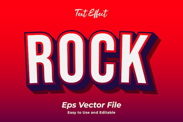 Efeito de texto rock editável e fácil de usar vetor premium