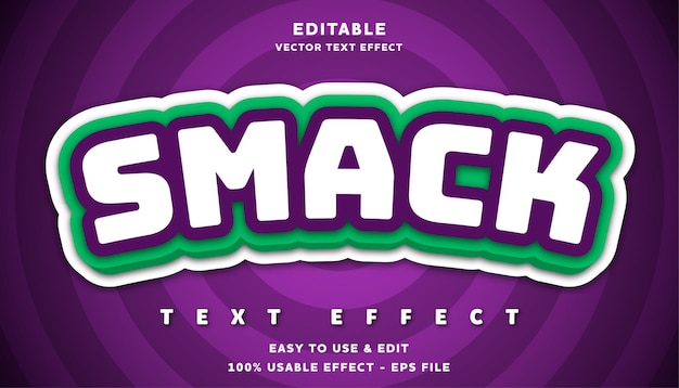 Vetor efeito de texto smack editável com estilo moderno e simples utilizável para logotipo ou título de campanha