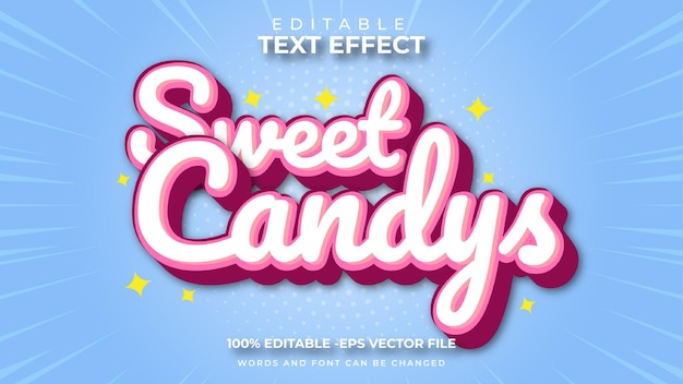 Efeito de texto Sweet Candy com tema fofo