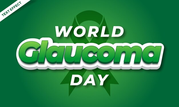 Efeito de texto verde do dia mundial do glaucoma