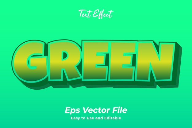 Efeito de texto Verde Editável e fácil de usar Vetor premium