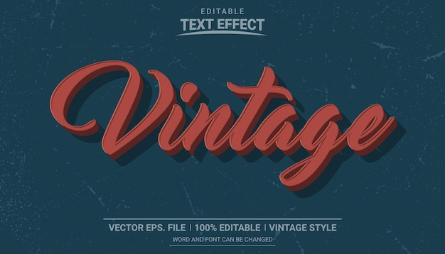 Efeito de texto vetor vintage retrô editável
