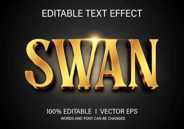 efeito de texto vetorial 3D de cisne com design de estilo moderno