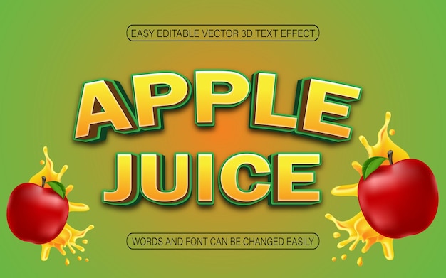 Efeito de texto vetorial 3D de frutas editável