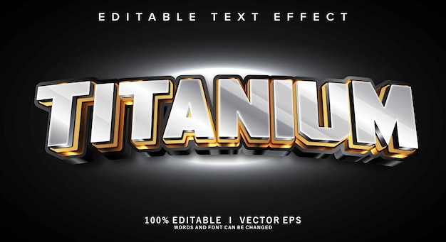 efeito de texto vetorial 3D de titânio com design de estilo moderno