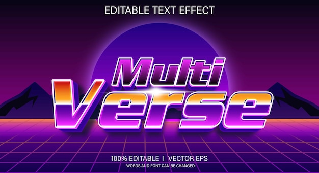 efeito de texto vetorial 3D multi-verso com design de estilo moderno