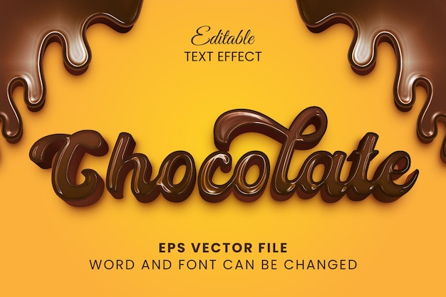 Efeito de texto vetorial de chocolate derretido