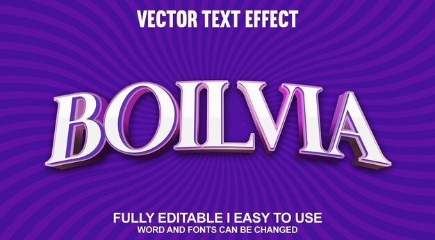 Efeito de texto vetorial de fonte totalmente editável da Boilvia