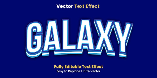 efeito de texto vetorial de galáxia brilhante