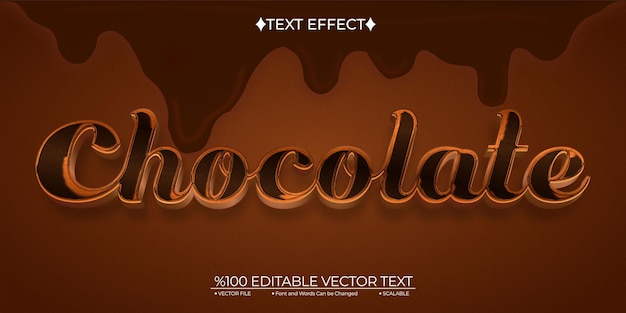Efeito de texto vetorial editável de chocolate saboroso