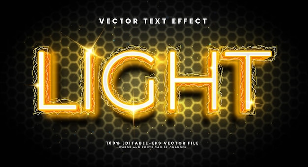 Efeito de texto vetorial editável de luz elétrica com cor amarela