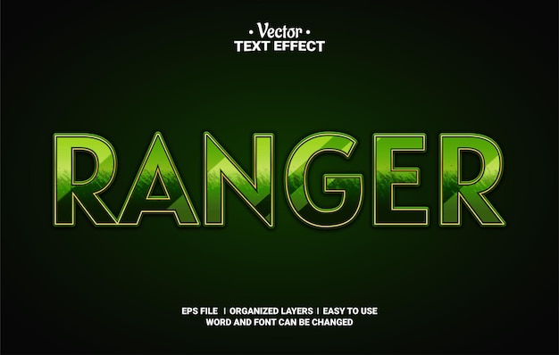 Vetor efeito de texto vetorial editável de ranger