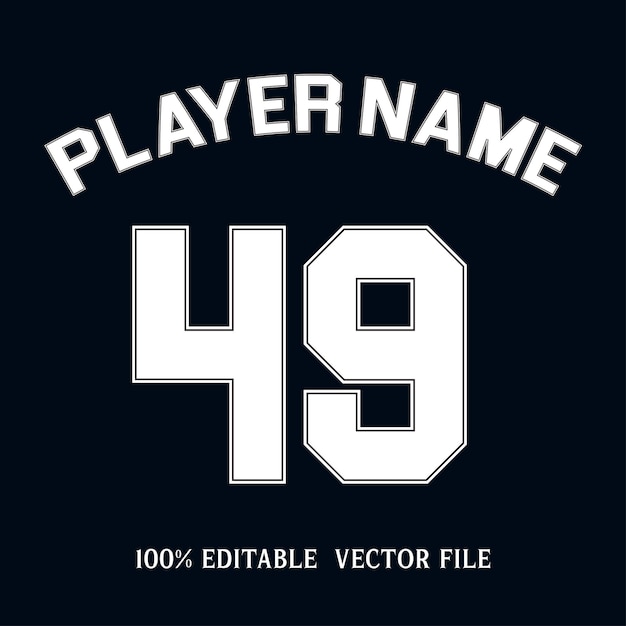 Efeito de texto vetorial editável design vetorial premium jersey number