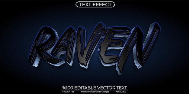 Efeito de texto vetorial editável e escalável do nome do jogo raven