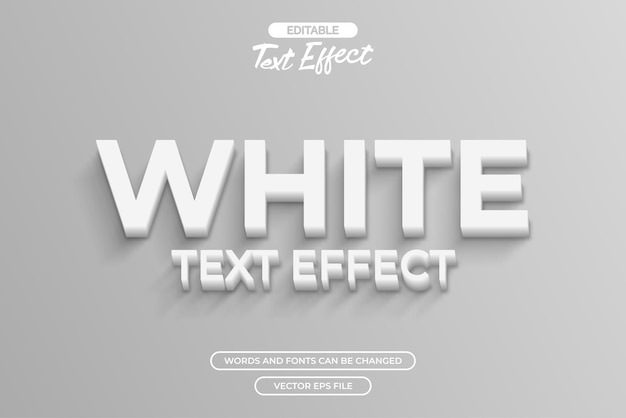Efeito de texto vetorial editável em branco 3D