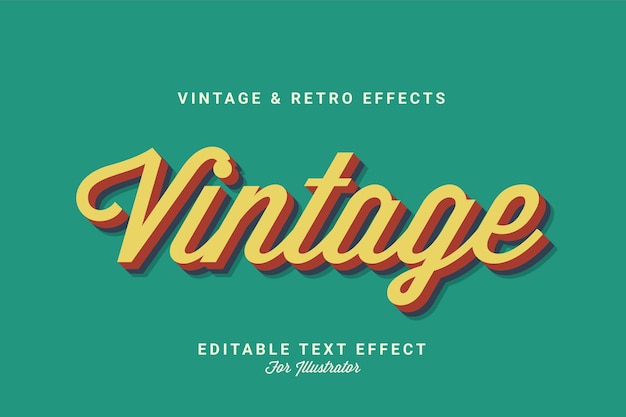 Efeito de texto vetorial editável vintage para Illustrator