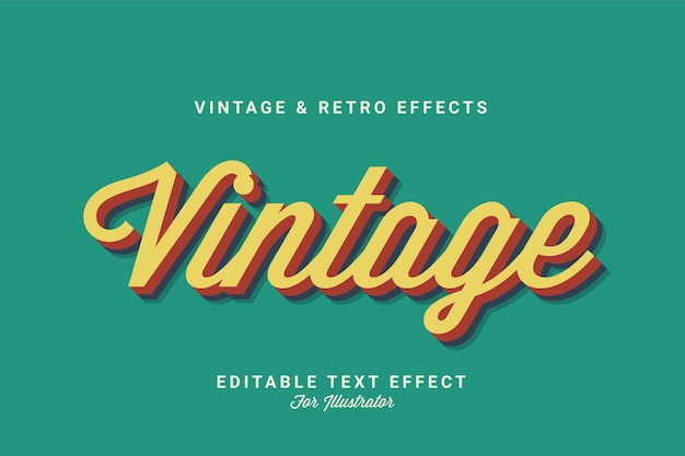 Efeito de texto vetorial editável vintage para illustrator