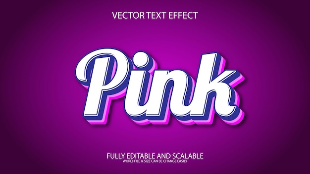 Efeito de texto vetorial Eps totalmente editável em 3D rosa