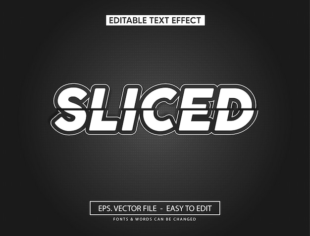 Efeito de texto vetorial estilo fatia editável efeitos de texto de tendências modernos