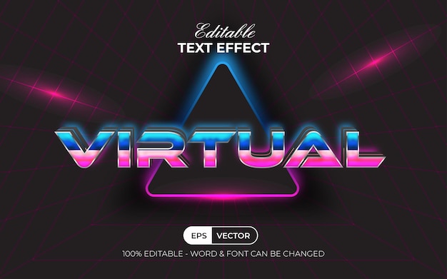 Efeito de texto virtual estilo retrô Efeito de texto editável