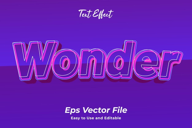 Efeito de texto wonder editável e fácil de usar premium vector