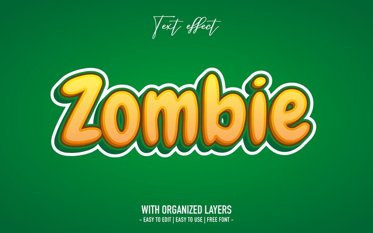 Efeito de texto zumbi em estilo cartoon