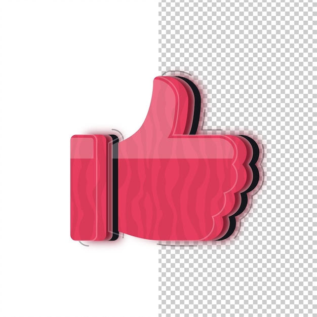 Efeito de vidro vermelho 3D Thumbs Up Icon com fundo editável