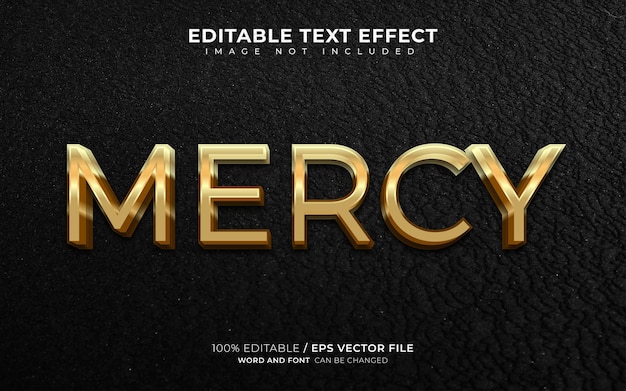 Efeito estilo texto mercy 3d cor dourada elegante