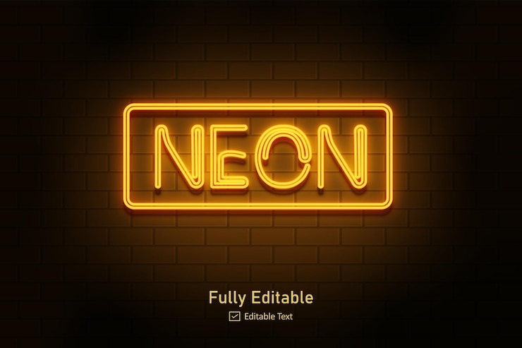 Vetor efeito neon para texto comestível logotipo de efeito de estilo neon e logotipo de boate e texto de pôster de festa noturna