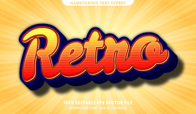 Efeito retro de estilo de texto editável em 3D