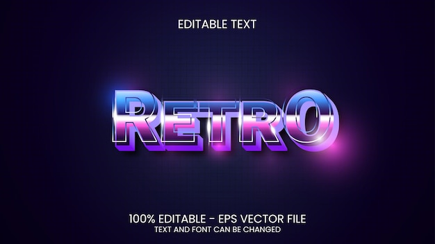 Efeito retro de texto editável em moderno estilo de tendência premium vector