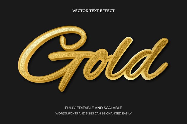 Vetor efeitos de estilo de texto 3d de luxo dourado