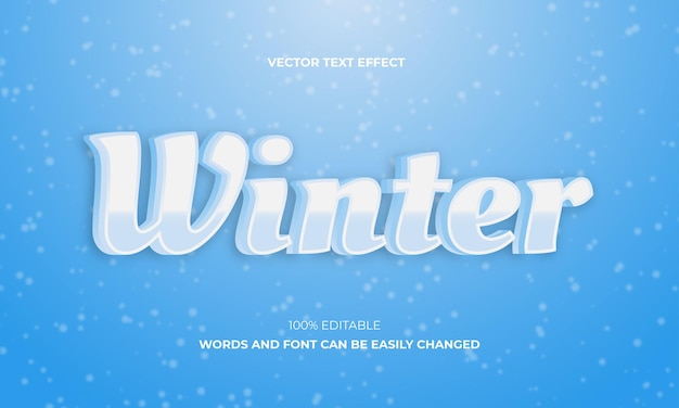 Vetor efeitos de estilo de texto editável em 3d de inverno vetor premium