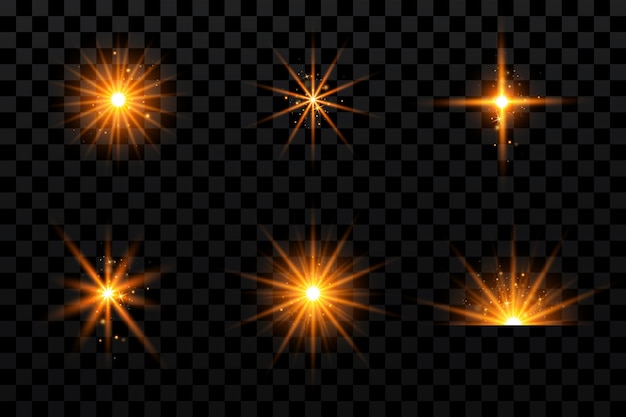 Efeitos de luz definem estrelas douradas como partículas brilhantes