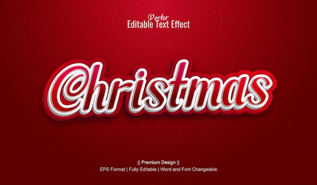 Efeitos de texto 3D editáveis de vetor de Natal
