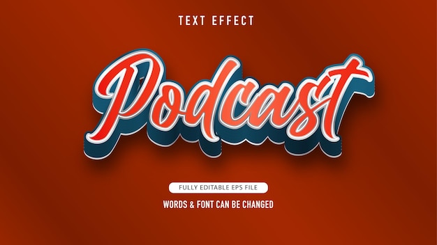 Efeitos de texto editáveis de podcast