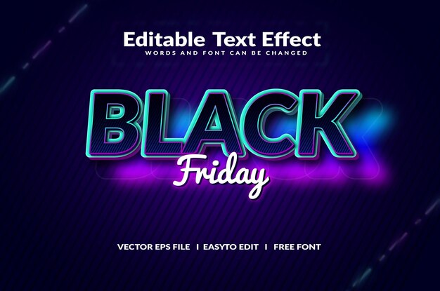 Efeitos de texto editáveis em 3d da Black Friday e maquete de texto