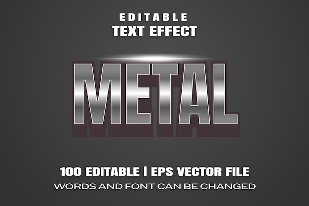 Efeitos de texto editáveis palavras de metal e fonte podem ser alteradas