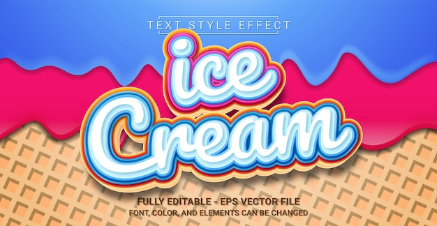 Efeto de estilo de texto de sorvete Modelo de texto gráfico editável