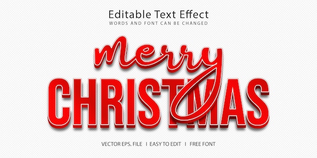 Efeto de texto 3D de Feliz Natal Efeto de estilo de texto editável adequado para celebrar o Natal