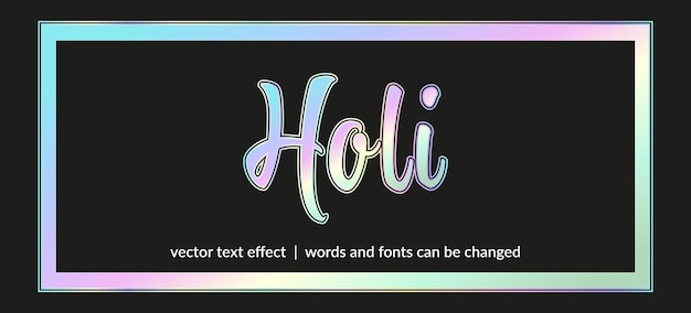 Vetor efeto de texto holográfico vetorial livre de fonte e palavras editáveis holi