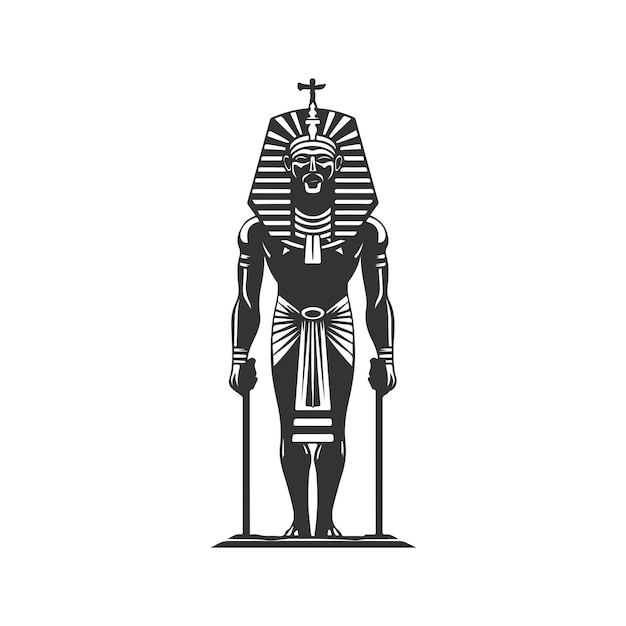 Egito antigo vestindo terno, logotipo vintage linha conceito de arte cor preta e branca, ilustração desenhada à mão