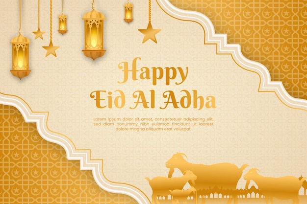 Eid al adha com fundo de cor dourada pálida