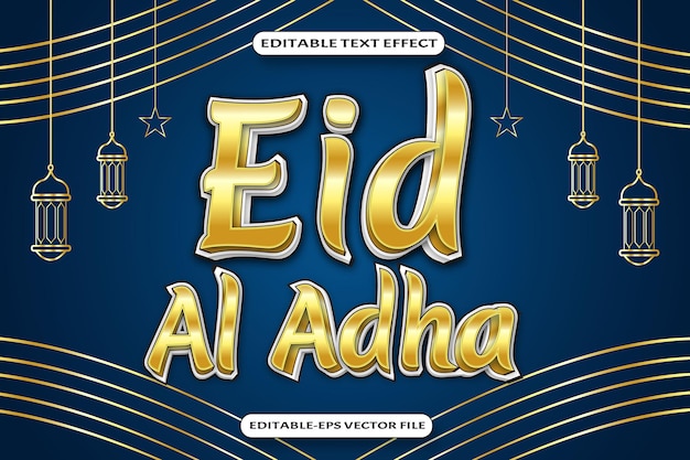 Eid al adha design de estilo gradiente de efeito de texto editável